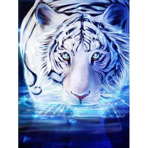 Peinture Diamant 5d Animaux, Tigre Blanc, Le Kit Complet De Broderie De Diamants De Bricolage, Décoration Murale Sur Toile, 30 X 40 Cm - Neuf