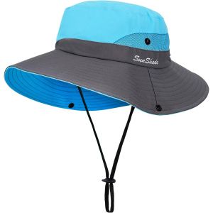 Femmes Chapeau Pliable Chapeau De Soleil À Large Bord Protection Uv En Maille Chapeau De La Visière Idéal Pour Voyage Randonnée Pêche Plage Jardinage 56-58cm.[Z105] - Neuf