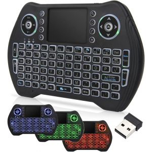 LETNERNY-Mini Clavier Sans Fil, Wireless 2,4Ghz Mini Clavier Rétroéclairé Sans Fil Avec Pavé Tactile De Souris, Mini Clavier Avec Touc ad Et Touches Multimédia, Pour Android Tv Box Smart, Pc, Htpc - Neuf
