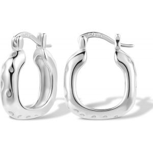Kal-Boucles D'oreilles Créoles Torsadées En Argent Épais Pour Femmes Et Filles, Grandes Boucles D'oreilles Ovales Légères 925 Pour Fête De Mariage - Neuf