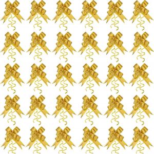 KAL-Lot De 30 Mini Noeuds Pour Emballage Cadeau, Noeuds En Ruban Avec 2 Fils Dorés, Noeuds Décoratifs Pour Noël, Nouvel An, Saint-Valentin, Anniversaire, Mariage, Voiture, Emballage De Panier - Neuf