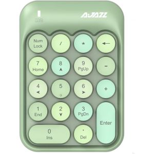 WQS-x AJAZZ AK18 Clavier numérique sans Fil, pavé numérique Portable 2,4 GHz avec clé Ronde rétro et récepteur USB Clavier numérique de comptabilité financière pour Mac, PC (Vert) - Neuf