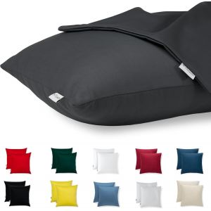 Cauc-Housse Coussin 35x35 Coton Satin Premium Lot De 2 Taie D'oreiller Pour Coussins Canap&eacute;/Lit Tissu Super Doux Resistant Et Lavable Hypoallerg&eacute;nique Anti-Acariens Avec Fermeture &Eacute;clair Invisible - Neuf