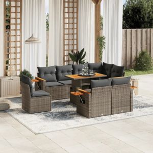 Prolenta Premium - Salon De Jardin 9 Pcs Avec Coussins Gris R&eacute;sine Tress&eacute;e - Neuf