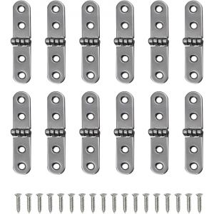 Charniere 12 Pi&egrave;ces avec 48 Vis de Charni&egrave;re Charniere Porte, Charniere Porte Placard, pour Bo&icirc;te en Bois, Bo&icirc;te &agrave; Souvenirs, Bo&icirc;te de Rangement, Coffre au Tr&eacute;sor, Armoires (Argent) - Neuf