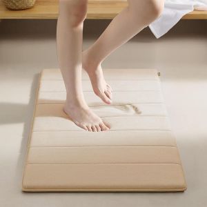 KAL-40X60Cm Tapis De Bain En Mousse À Mémoire De Forme, Tapis De Bain Absorbant, Lavable En Machine (Beige) - Neuf