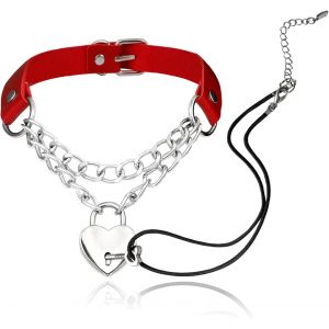 Kal-Pu Cuir Punk Colliers Ras Du Cou Cercle/Coeur Charme Collier Réglable Collier Pour Les Femmes - Neuf