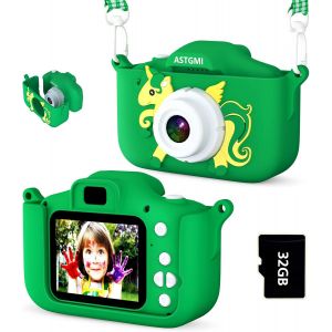 Appareil Photo pour Enfants, 2.0 Pouces Enfant Appareil Photo Numérique, Mini Caméra Enfant Rechargeable Caméscope Cadeau Filles Garçons de 3 à 10 Ans, vidéo HD 1080p, 32G SD Carte - Neuf