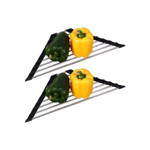 &Eacute;gouttoir &Agrave; Vaisselle Triangulaire Enroulable Pour &Eacute;vier - &Eacute;gouttoir En Acier Inoxydable - Lot De 2 - Neuf