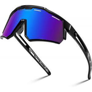 Lunettes de Vélo Polarisées pour Hommes Femmes TR90 Cadre Lunettes de Soleil de Sport Miroir Lunettes de Sport avec Protection UV400 B4151 - Neuf