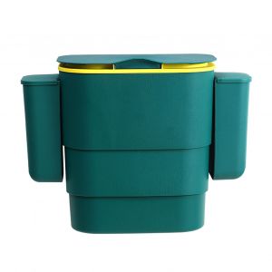 Hjlian Poubelle Suspendue Avec Couvercle, Grande Capacite, Fixation Murale, Pour Armoire De Cuisine, Salle De Bain, Vert Et Noir - Neuf