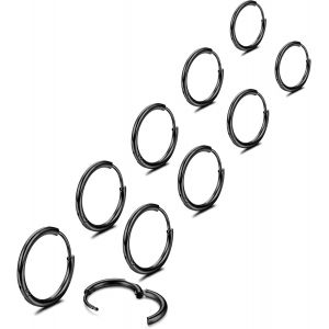 Kalhx-Small Creole Boucles D'oreilles Pour Femme Homme Set Acier Chirurgical Cartilage Huggie Boucles D'oreilles 6/7/8/9/10mm Piercing Bijoux Tiny Hinged Sleeper Boucles D Oreilles Creoles Argent - Neuf