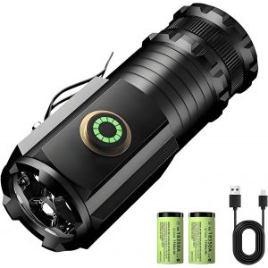 Extremely Bright Mini LED Flashlight Rechargeable 5000 Lumens 5 Lighting Modes Small Torch with Magnets and Long Life 3 Powerful Beads IPX6 Waterproof - Neuf
