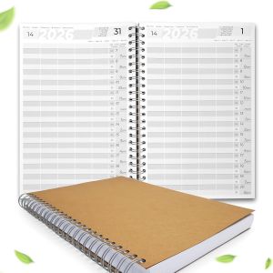 JEXNOVASHOP-Carnet de rendez-vous 2026 - Format A4 - Pour salon de coiffure, cabinet de travail, 1 &agrave; 5 employ&eacute;s, 30 minutes, planificateur - Neuf