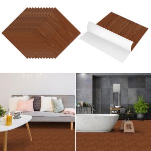 Dalles de sol PVC adh&eacute;sives -4 Boites de 44 dalles vinyle auto-adh&eacute;sives - Couleur bois - ca.4 m&sup2; - Neuf