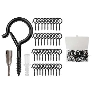 Paquet de 50 crochets à visser pour guirlandes lumineuses extérieures,crochets de guirlande lumineuses Q Hangers extérieur pour l'extérieur, - Neuf