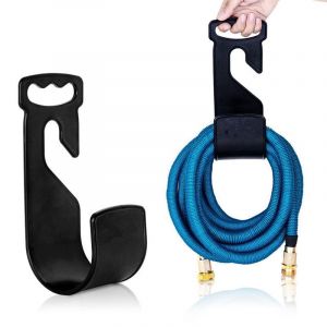 Lot de 2 crochets muraux pour tuyau d'arrosage (25, 50, 75, 100, 150 pieds) (grand, noir) - Neuf