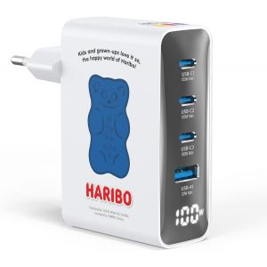 Haribo 100W Chargeur USB C Charge Rapide, 4 Ports Prise USB C GaN avec &Eacute;cran LED, PD/PPS pour MacBook Pro/Air, pour iPhone 17/16/15, Galaxy S25/S24, Laptop, iPad, Switch, Compact Id&eacute;al Cadeau, Bleu - Neuf