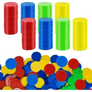 Kalanka-400 Pièces Jetons De Poker, Jeton De Jeu En Plastique, 4 Couleurs 0,98 Pouces Jetons De Roulette De Casino, Petit Comptoir D'apprentissage, Jeton Pour Enfants Apprendre Le Calcul Mathématique - Neuf