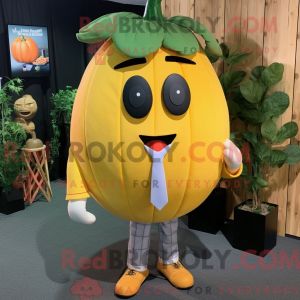 Costume De Mascotte Redbrokoly De Citrouille Jaune Habill&eacute; D Un Bermuda Et D &Eacute;pingles &Agrave; Cravate - Neuf