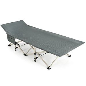 Lit De Camping Pliant 190 X 72 X 51 Cm Charge Jusqu'&agrave; 400 Kg Pliage Rapide Style Moderne En Tissu Oxford Gris Helloshop26 20_0012329 - Neuf