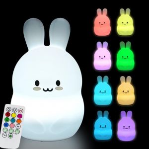 Grande Veilleuse Pour Enfants Lapin - Veilleuse Pour Bébé/Lumière De Chambre À Coucher/Lumière Pour Enfants Et Tout-Petit, Réglage De L'heure, Luminosité Et Couleur Réglables - Grande - Neuf
