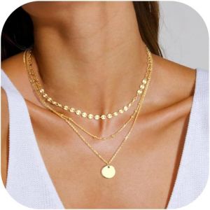 Kal-3pcs Collier Femme Or Collier Acier Inoxydable Femme Collier Pendentif En Argent Avec Croix Perles Coeur Cha&icirc;ne Serpent Or Collier Ras De Cou R&eacute;glables Chaine Bijoux Avec Coffret Cadeau - Neuf
