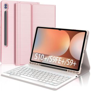 Samsung Galaxy Tab S10 Plus 5G Clavier 2024 - Galaxy Tab S9 FE Plus /S9 Plus 12.4'' Clavier, Coque AZERTY Clavier Magnétique BT Détachable pour Samsung Galaxy Tab S10+/S9FE+/S9+ 12,4', Oro Rose - Neuf