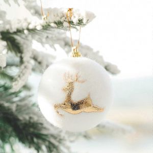 Floqu&eacute; D&eacute;corations d'Arbre de No&euml;l - Boule Blanche Ornements avec Lettre Pendentifs - Neuf