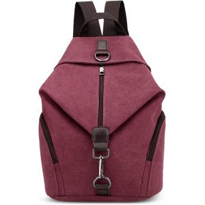 acdsgd-Femme Sac &agrave; Dos en Toile L&eacute;ger Sacoche pour Ordinateur Portable Grande Capacit&eacute; Antivol Sac &agrave; Dos de Voyage pour Femmes Rouge - Neuf