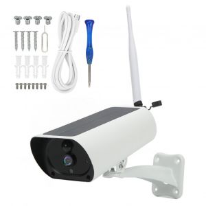Camera de securite solaire sans fil, 1080p, HD, vision nocturne, detection de mouvement PIR, audio bidirectionnel, 4G, version americaine - Neuf