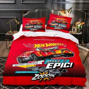 Parure De Lit Imprimee En 3d Monster Truck Hot Wheel, Housse De Couette Et Taie D'oreiller, Pour Lit Double, Queen Et King Size, Pour Decoration De Chambre 01 - Neuf