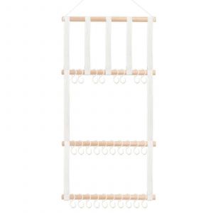 Mural Accessoire De Cheveux Organisateurs Pour La Chambre Des Enfants Naturels En Bois De Pin Et Tissu De Coton, Rack De Stockage - Neuf