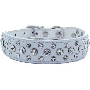 Kal-Collier En Cuir Synthétique Avec Strass Pour Chien Ou Chat, Taille L, Blanc - Neuf