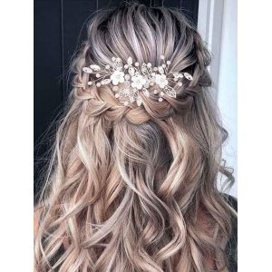 Fleur De Mari&eacute;e En Cristal - Accessoire De Cheveux Pour Femme Et Fille (Or Rose) - Neuf
