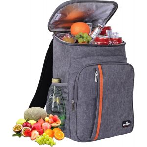 Ulteronixshop-Sac &Agrave; Dos Isotherme De 22 L - Grand Sac Isotherme - Sac &Agrave; Dos De Pique-Nique &Eacute;tanche - Ultra L&eacute;ger - Pour Homme Et Femme - Pour Camping, Barbecue, Randonn&eacute;e, Pique-Nique (Gris) - Neuf