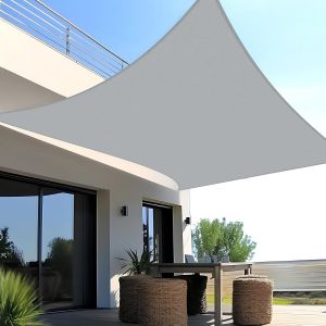Voile D'ombrage Rectangulaire 2x2m Imperméable Toile Ombrage Uv Protection Pour Patio Jardin,Terrasse,Extérieur,Balcon,Gris Clair - Neuf