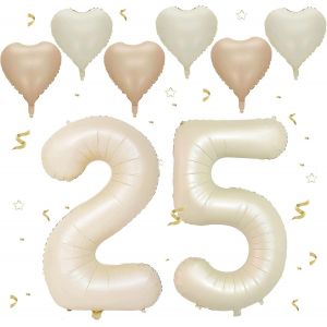Ballon Anniversaire 25/52 Ans Couleur crème,101 CM Ballon Chiffre 25,Happy Birthday Decoration Ballons 25 Anniversaire Ballon,Décoration Ballon Numéro pour 25/52-Vole à l'Hélium - Neuf