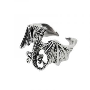 Hot Retro Hommes Bagues Dragon Volant Redimensionnable Personnalisé Ouverture Punk Hip Hop Bijoux Anneaux De Fête Réglables Pour Hommes Accessoire - Neuf