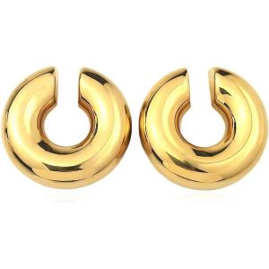 Kal-Clip D'oreille Boucles D'oreilles Cr&eacute;oles Or Femme, L&eacute;g&egrave;res Acier Inoxydable Ouvertes Creoles - Neuf