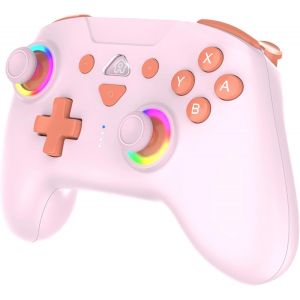 Eryi-- Manette Sans Fil Pour Switch 2 / Switch - Bluetooth Avec Led, Vibrations Et Gyroscope - Sweet Rose - Neuf