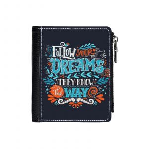 Portefeuille Suivez vos rêves. Ils connaissent le chemin.=44 Compact en Simili-Cuir Porte-Cartes Fermeture Éclair Homme Femme A - Neuf