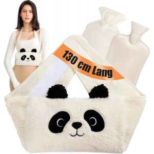 130 Cm 3 En 1 Panda Bouillotte Ceinture Avec Housse Peluche Et Ceinture, Bouillotte Regles Douloureuses Bouillote Eau Chaude Pour Taille, Cou, &Eacute;paule, Dos, Ventre Chaud - Neuf