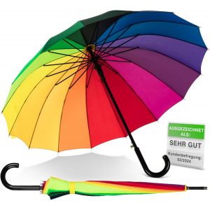 Parapluie Automatique Arc-En-Ciel - 16 Entretoises - R&eacute;sistant Aux Temp&ecirc;tes Et Stable - Coupe-Vent (Arc-En-Ciel), Arc-En-Ciel 120 Cm, Xxl - Neuf