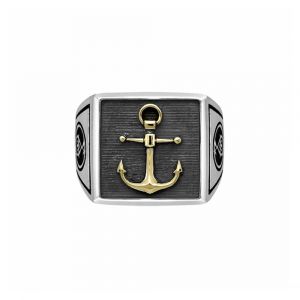 Chevali&egrave;re Homme Argent Ancre Marine Dor&eacute; Homme - Neuf