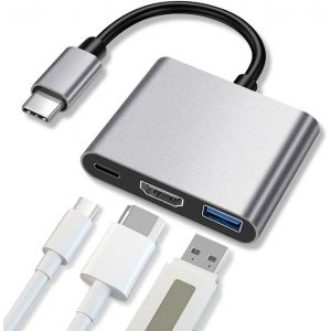 LORANKA-Hub USB C vers HDMI 4K, 3 Ports Adaptateur USB C pour MacBook, HDMI 4K + PD 100W + USB 3.0, Dock Multiport Adaptateur pour MacBook Pro/MacBook Air/iPad - Neuf