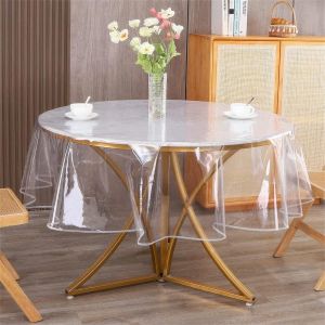 Kalanka-Nappe Ronde Transparente 120cm/47.24in Diameter, Nappe Transparente De Protection En Pvc, D&eacute;coupables, Lavables, Imperm&eacute;ables, R&eacute;sistantes &Agrave; L'huile Et Aux Taches, Prot&egrave;gent La Table Et Les N - Neuf