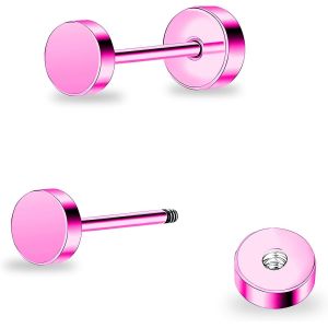 Kal-Boucles D'oreilles Plates En Titane Pour Femme - Hypoallergéniques - Pour Oreilles Sensibles - 4 Mm - Idéales Pour Hélix, Tragus, Cartilage - Neuf