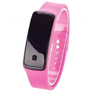Montre De Sport Numérique Led Rectangulaire Simple Pour Les Étudiants : Montre-Bracelet Électronique Avec Bracelet En Silicone (Rose) - Neuf