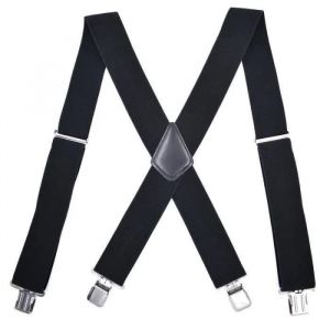 Bretelles Homme Avec 4 Clips Bretelle De Pantalon Élastique Y-Forme Noir Mkk29 - Neuf
